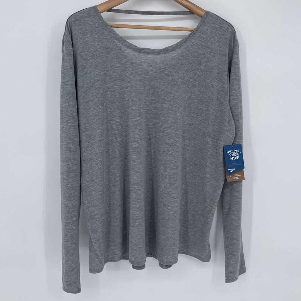 Brooks Distance Long Sleeve Running Shirt Women’s Plus XXL 2X Workout Gym Gray